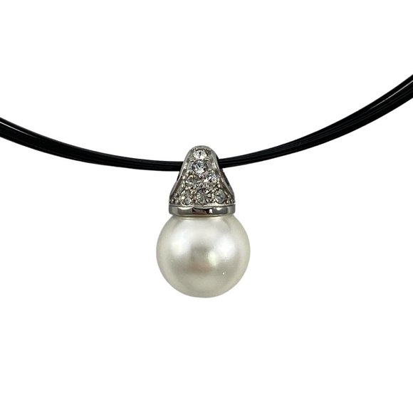 Pearl Drop Pendant/ Stainless Steel 7 Clear Crysta - Picture 5 of 5